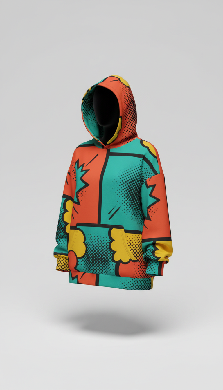 Sudadera hoodie con acentos pop-art